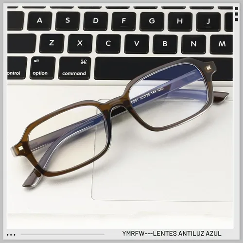 Vista 5 de Rectangle Blue Light Blocking Glasses for Women Retro Slim Square Glasses Computer TV Eyeglasses Anti Eyestrain Marrón