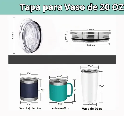 Vista 8 de Compatible con tapas Yeti de 20 onzas, tapa de reemplazo de 10 onzas Lowball, tapa de taza de 10 onzas, tapa de vaso Ozark Trail y otras tapas