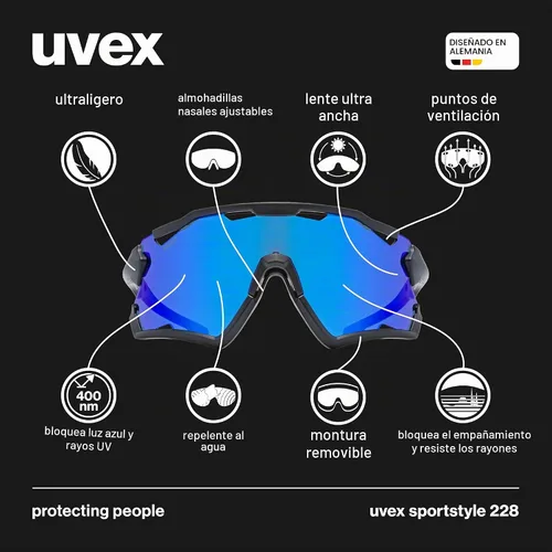 Vista 2 de Uvex Uvex Sportstyle 228 - Gafas deportivas unisex (paquete de 1)