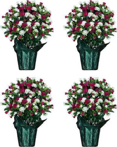 Vista 7 de Decoración de ramo de flores artificiales conmemorativas con peso, altura de 18 a 20 pulgadas, vegetación artificial, resistente a la decoloración