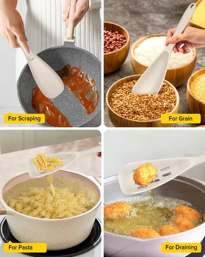 Vista 5 de BUNDLEPRO Cucharas de cocina de silicona para utensilios de cocina Caqui