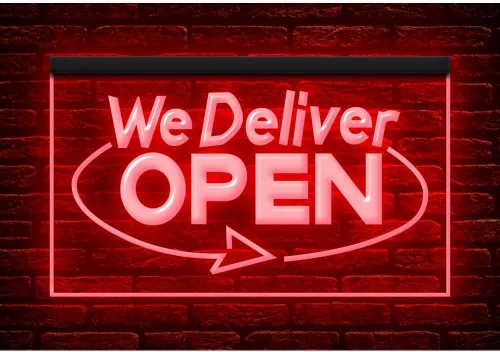 Vista 4 de 110020 We Deliver Open Services Cafe Fast food Shop Restaurant Display LED Light Neon Sign (12" X 8", 16 Colors By Remote)