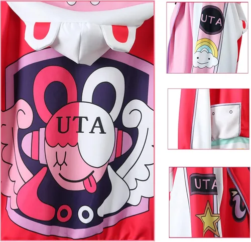 Vista 5 de CICOCI Uta - Disfraz de cosplay para niños y adultos disfraz de anime rojo chaqueta larga Uta con accesorios