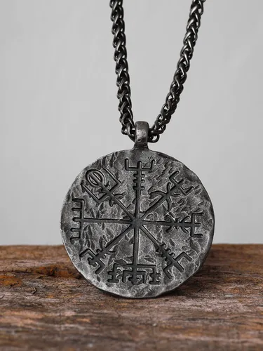 Vista 2 de HAQUIL Viking Antique Necklace, Helm of Awe Aegishjalmur Pendant, Viking Norse Jewelry Gift for Men and Women