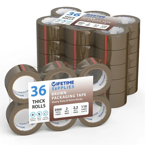Vista 10 de Lifetime Supplies 6 Rollos 2.4 mil Transparente 65 Yardas Cada (390 Yardas Total) 2" Cinta de Embalaje Premium Cinta de Embalaje Resistente