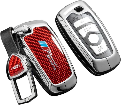 Vista 28 de Funda para llavero BMW con llavero, fibra de carbono real, protección de aleación de zinc, compatible con BMW 1 3 4 5 6 7 Series X1 X3 X4 M5 M6 GT3