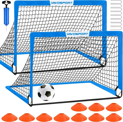 Vista 11 de Juego de porterías de fútbol para niños para patio trasero – 2 de 4 x 3 pies, equipo portátil de entrenamiento de portería de fútbol, red de fútbol