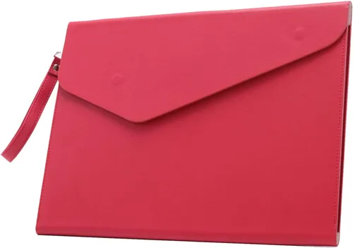Vista 10 de Carpeta de cuero PU A4 para documentos, carpeta con estilo de cartera con correa y cierre magnético invisible (negro)