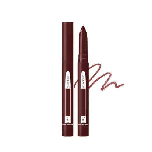 Vista 11 de Lápiz labial 2 en 1, delineador de labios, lápiz delineador de labios, lápiz labial delgado, brillo de labios de belleza, lápiz labial mate de punta