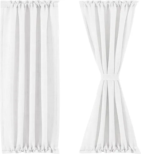 Vista 16 de FMFUNCTEX Cortinas transparentes de lino para puerta lateral de 40 pulgadas de largo para puertas de vidrio delanteras, puertas de patio, puertas
