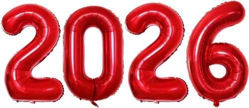 Vista 5 de GOER Globos de papel de aluminio 2026 para fiesta de Año Nuevo, suministros de fiesta, decoraciones de graduación (negro, 16 pulgadas)