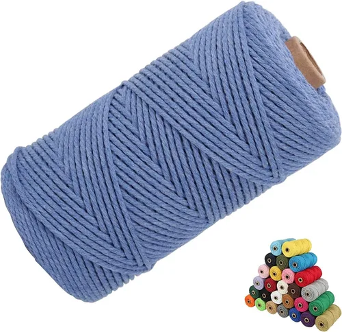 Vista 19 de Cordón de algodón para macramé, hilo torcido de 4 capas, cuerda de algodón natural, suministros perfectos de macramé, para hacer soportes colgantes