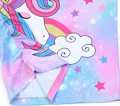 Vista 5 de QPANCY Pijamas de unicornio para niñas, conjuntos de pijamas de algodón para niños pequeños