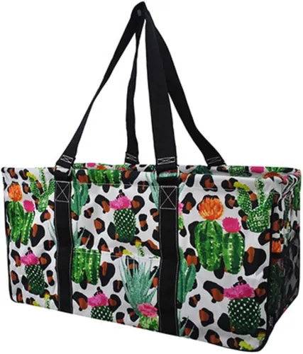 Vista 53 de NGIL Bolsa de comestibles reutilizable extra grande plegable de gran tamaño para comestibles, almacenamiento, picnic, playa, Estampado de vaca