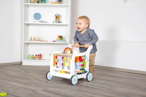Vista 12 de Small Foot Wooden Toys - Andador de elefante dulce prémium y centro de actividades 5 en 1 diseñado para niños pequeños de 12 meses en adelante