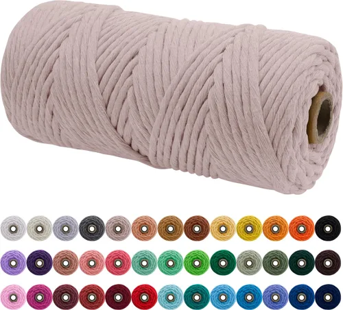 Vista 59 de JeogYong Cordón de macramé de un solo hilo 3 mm x 109 yardas (328 pies) Cuerda de algodón suave Hilo de macramé de 3 mm, suministros de macramé