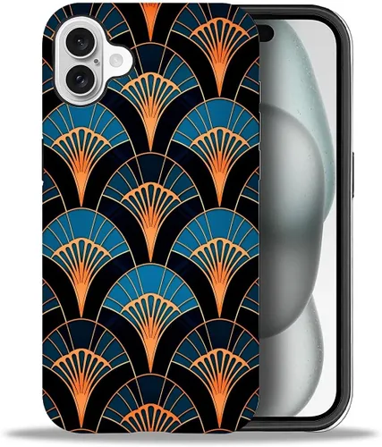 Vista 68 de CARLOCA Compatible con iPhone 12, Funda de Art Deco con patrón, TPU suave + PC duro 2 en 1, Funda protectora única con patrón, antiarañazos, TPU