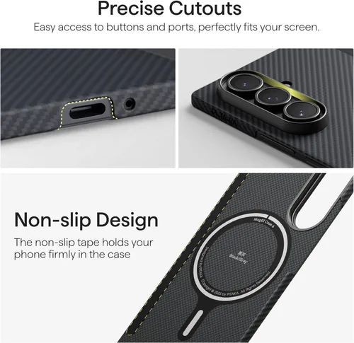 Vista 6 de pitaka Funda para Z fold 7, compatible con MagSafe, funda delgada y ligera para Galaxy Z Fold 7 con sensación táctil sin funda, hecha de fibra