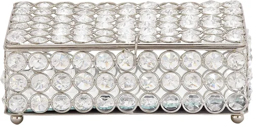 Vista 2 de Deco 79 Glam - Joyero rectangular de metal, 8 x 4 x 3 pulgadas, color plateado