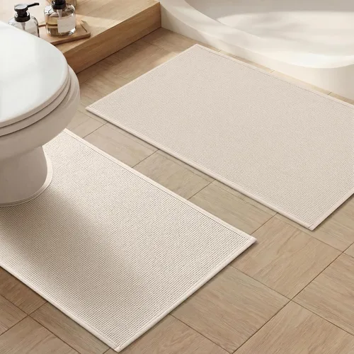 Vista 13 de YIHOUSE Tapete de baño antideslizante, absorbente, de secado rápido, para el suelo del baño, delgado, para debajo de la puerta, lavable de pelo bajo