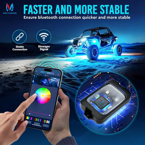 Vista 6 de MICTUNING C3 Luces de Roca RGBW Extensibles - 4 Módulos de Luces de Neón Multicolor para Bajos con Aplicación Bluetooth y Caja de Control