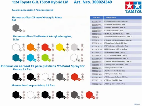 Vista 3 de Tamiya 24349 1/24 Toyota Gazoo Racing TS050 Kit de modelo de plástico