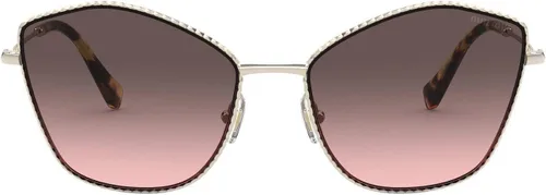 Vista 3 de Miu Miu Gafas de sol redondas a la moda Gradiente de oro antiguo/gris