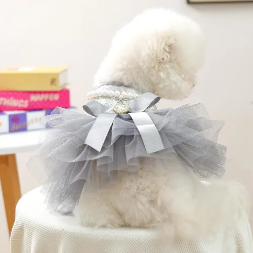 Vista 71 de ANIAC Daisy Vestidos para Perros Pequeños Hembra con Anillo para Correa, Nudo de Lazo Vestido de Boda para Cachorra, Traje de Gato de San Valentín