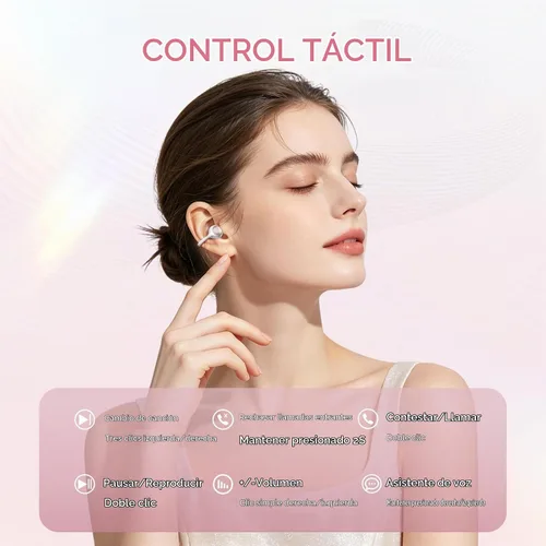 Vista 4 de Auriculares inalámbricos con clip de oreja abierta con espejo Blanco