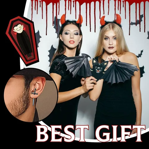 Vista 3 de Pendientes de espada gótica, estilo punk, aretes de daga de cristal con diamantes de imitación, joyería gótica de Halloween, joyería caprichosa A1