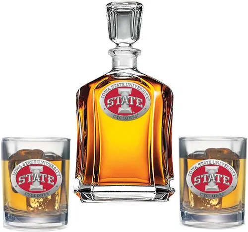 Vista 17 de Heritage Pewter Juego de decantador Appalachian State con 2 vasos combinados, vertedor de 24 onzas con 2 vasos dobles antiguos, vidrio de peltre