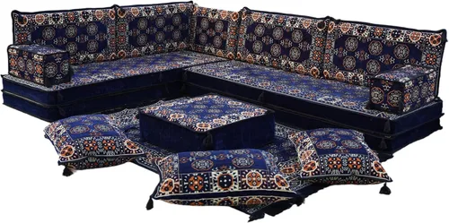 Vista 37 de arabicsofa Juego de Sofá Majlis Árabe de Esquina en Forma de L – Cojín Modular de Piso con Almohadas de Respaldo