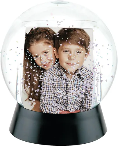 Vista 3 de Neil Enterprises Inc. Esfera 2-Foto Globo de nieve con base negra