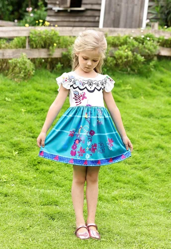 Vista 5 de HenzWorld Disfraz de Mirabel para niñas vestido mágico de la familia IsabelaMadrigalPepa disfraz de dibujos animados traje de fiesta