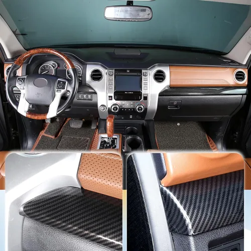 Vista 5 de Panel de instrumentos de control central de ABS, panel decorativo para Toyota Tundra 2014-2021, posición de conducción, ajuste lateral, 3 piezas