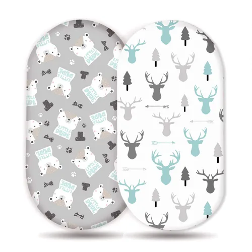 Vista 13 de GRSSDER Juego de 2 sábanas elásticas ultra suaves para cuna, ajuste universal para cuna de bebé, colchón rectangular ovalado, flores y frutas