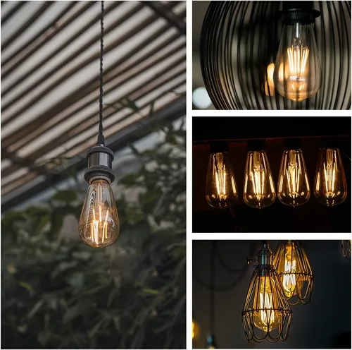 Vista 6 de Paquete de 6 bombillas LED Edison vintage, equivalente a 60 vatios, (ST19/ST64) bombillas de filamento LED, CRI 95+, luz blanca suave de 2700K,