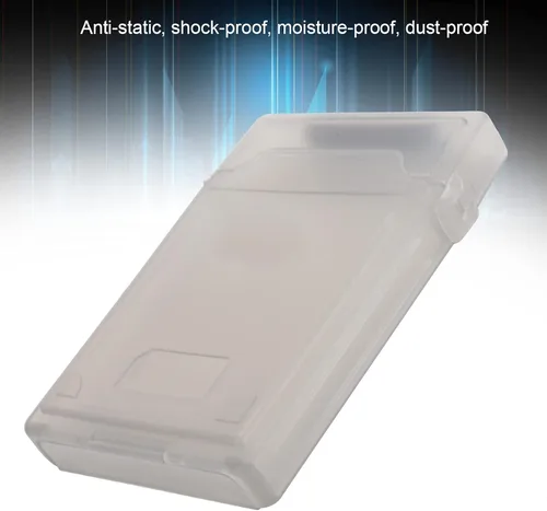 Vista 5 de Caja protectora de disco duro, 2.5 pulgadas HDD/SSD a prueba de golpes, antiestática, a prueba de polvo, transparente, verde, rojo, azul, blanco
