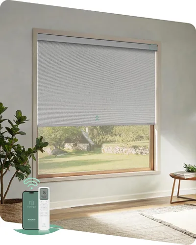 Vista 8 de Yoolax Persianas motorizadas con control remoto, persianas opacas remotas para ventanas, persianas enrollables automáticas inalámbricas persianas