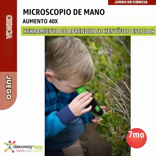 Vista 3 de Discovery Toys Microscopio de mano para niños LED de aumento de 40 x - Kit de ciencia STEM Juguete de microscopio de bolsillo Regalo