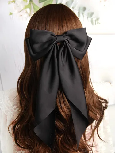 Vista 2 de SUSULU Pinzas para el cabello con lazo de cinta negra con cola larga, horquillas para fiestas y accesorios para mujeres y niñas, 2