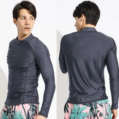 Vista 2 de Actleis Camiseta de natación de manga larga para hombre, protección solar UPF50+, secado rápido