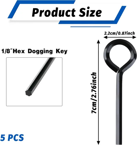 Vista 2 de Abeillo Paquete de 5 llaves Allen de 1/8 pulgadas, llave hexagonal para puerta de barra de empuje, llave hexagonal estándar con bucle completo