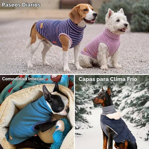 Vista 6 de KYEESE Paquete de 2 suéteres para perro, abrigo para mascotas, cuello alto, ropa elástica para perros, suéteres súper suaves para perros pequeños 1#