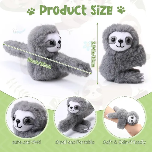 Vista 2 de Liliful Paquete de 8 pulseras de peluche para niños, regalos de animales de peluche, premios de clase de graduación de 8 pulgadas, muñequera, linda