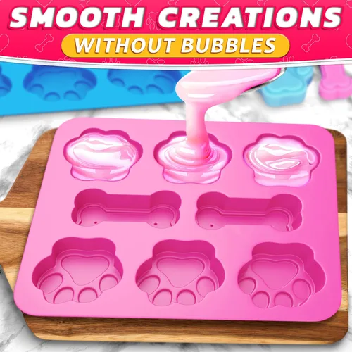 Vista 8 de 2 moldes de silicona para perros congelados, estampado de huesos y patas