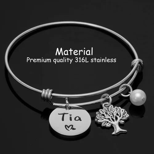 Vista 2 de Tia Gifts - Pulsera para mujer, los mejores regalos de Tia Tia Ever para regalos de Tia Tia Pulseras Joyería Pulsera Tia, Acero inoxidable, Acero
