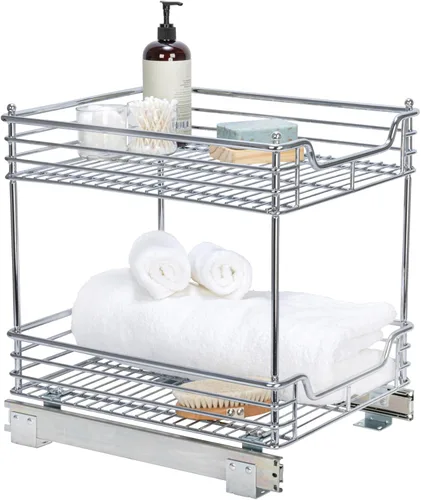 Vista 20 de Household Essentials Glidez - Organizador de almacenamiento multiusos de acero cromado extraíble/deslizante para uso debajo del gabinete - Diseño