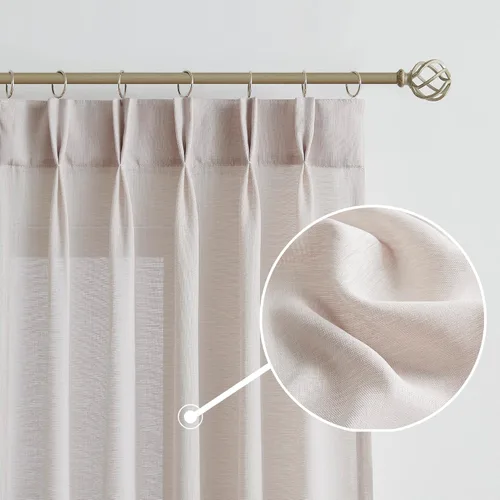 Vista 2 de Enactex Cortinas plisadas de lino con textura de 25 x 95 pulgadas, cortinas semitraslúcidas con pestañas traseras, filtrantes de luz, para sala