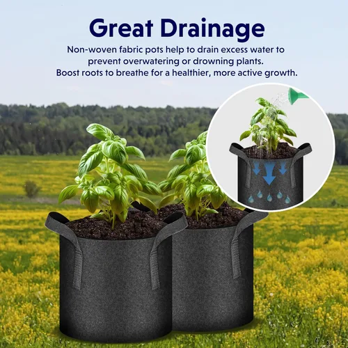 Vista 6 de iPower Paquete de 10 bolsas de 3 galones para plantas de tela no tejida gruesa resistente para cultivo de papas, contenedor duradero con aireación